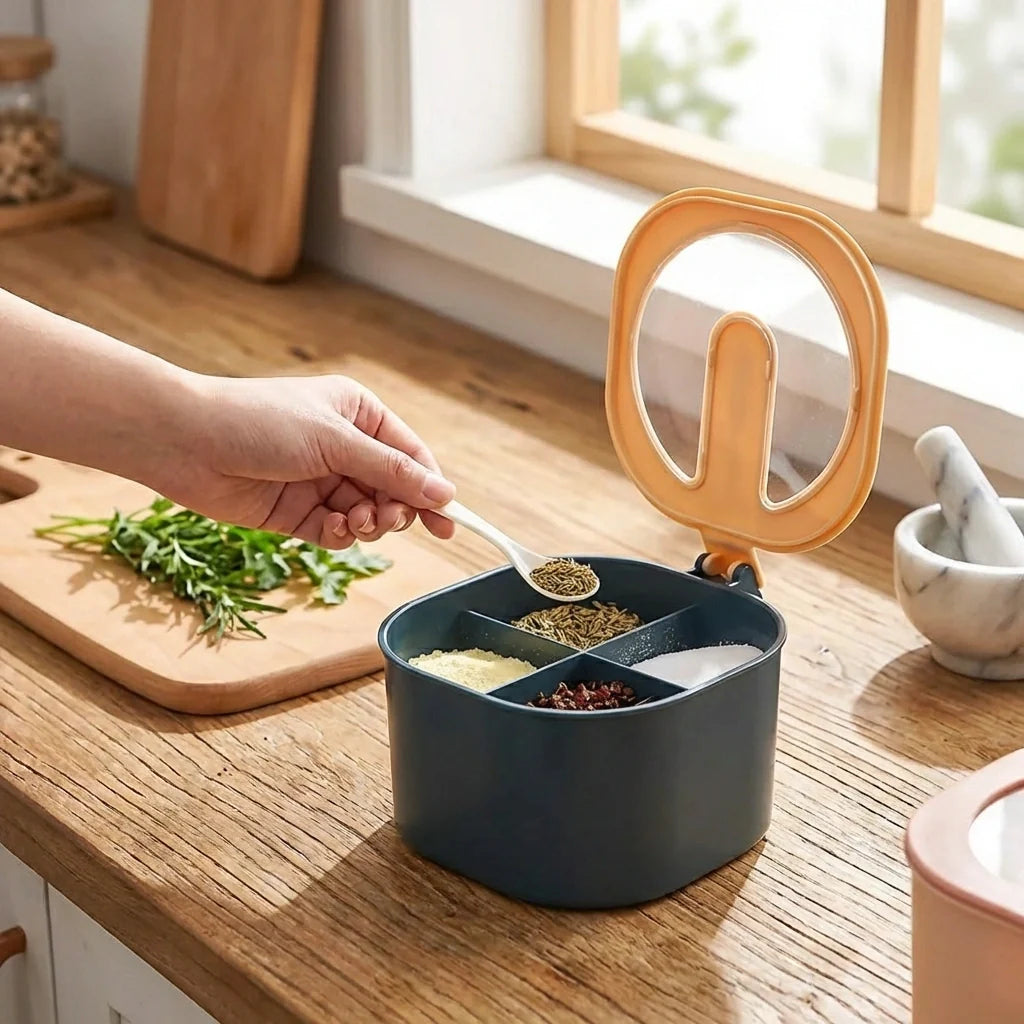 Plastic 4-Section Fancy Masala Box