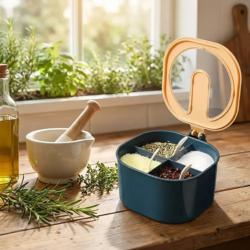 Plastic 4-Section Fancy Masala Box