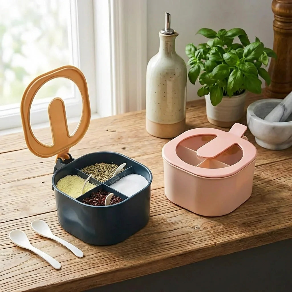 Plastic 4-Section Fancy Masala Box