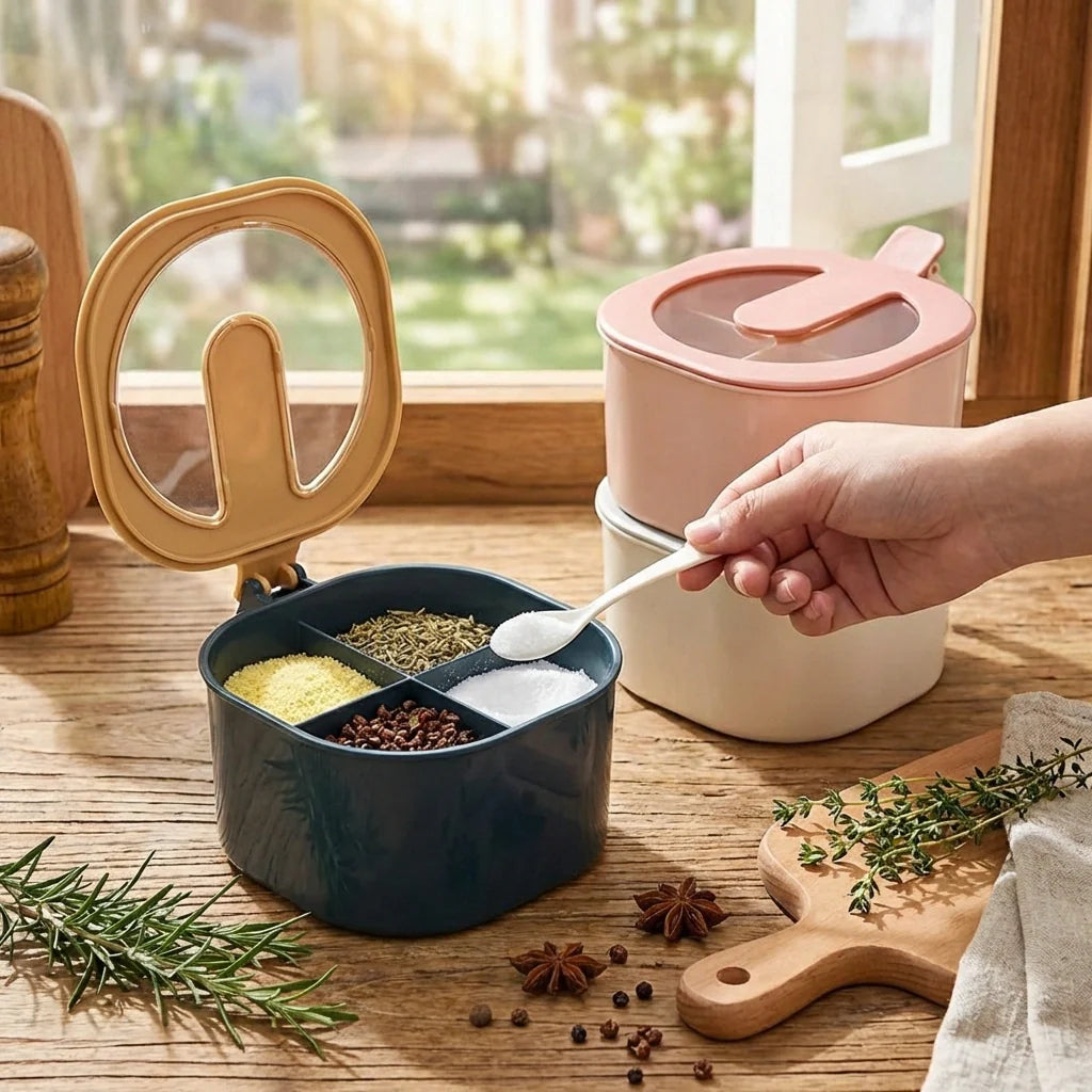 Plastic 4-Section Fancy Masala Box