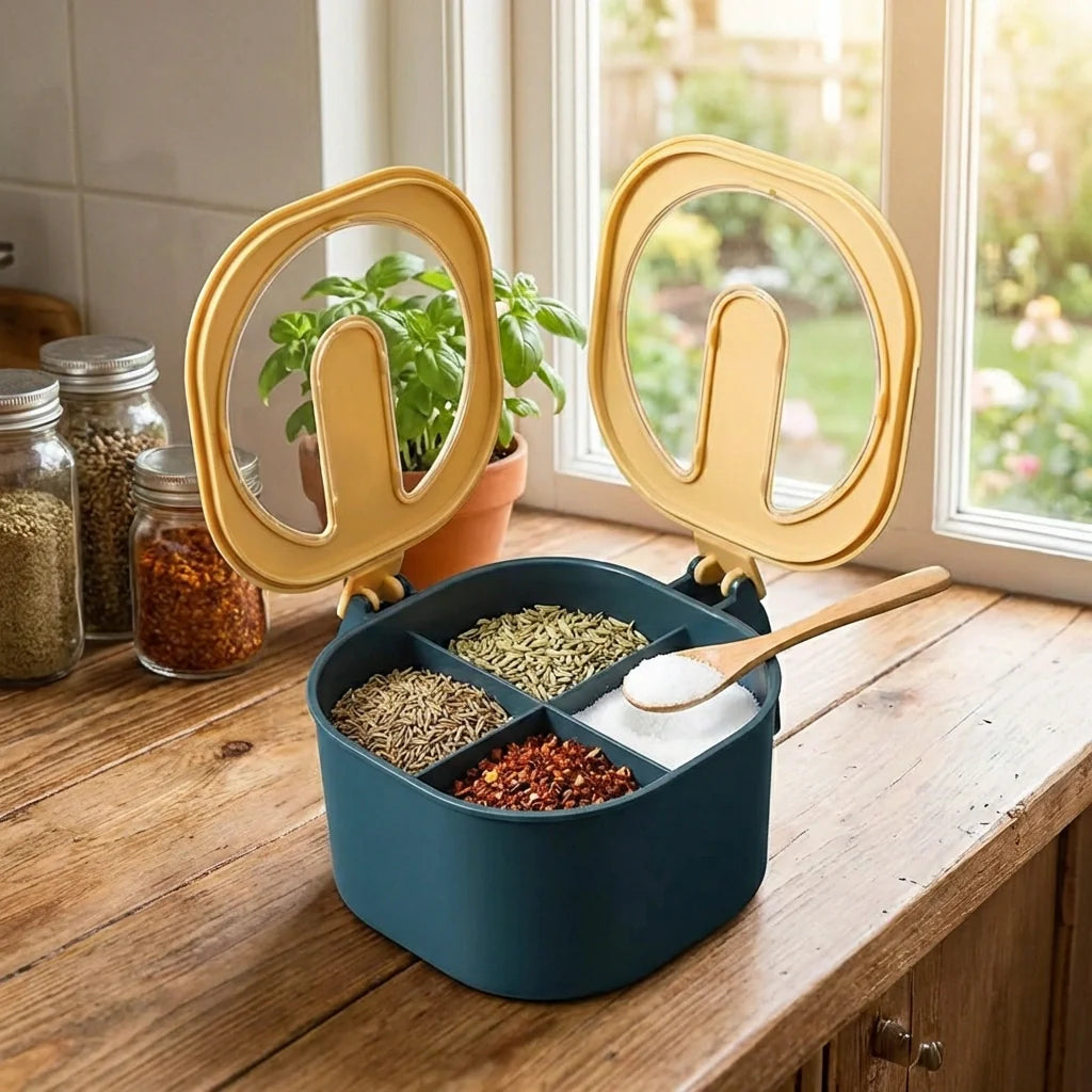Plastic 4-Section Fancy Masala Box